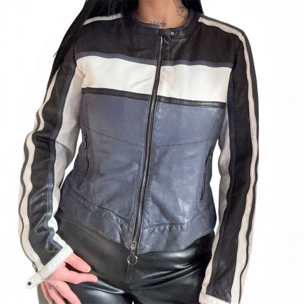 Rare VTG Women’s Genuine Italian Leather Biker Jacket S EU46